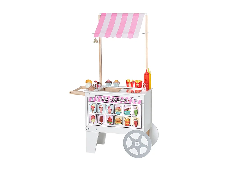 Carretto dei Gelati SucceBuy per Bambini, Oltre 20 Accessori, Set da Gioco con Bancarella dei Gelati, con Cono Gelato, Ghiacciolo, per Bambini dai 3 ai 7 Anni
