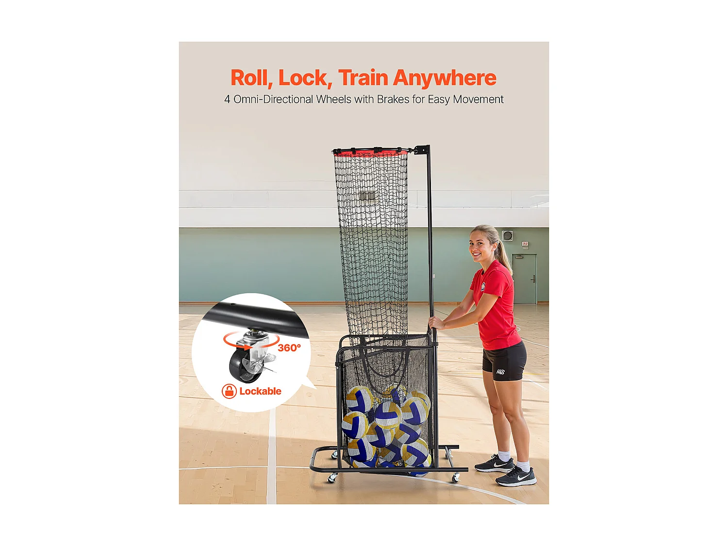 Tragbares Volleyballnetz SucceBuy, Winkel- und Höhenverstellbares Volleyball-Trainingsgerät, für drinnen und draußen