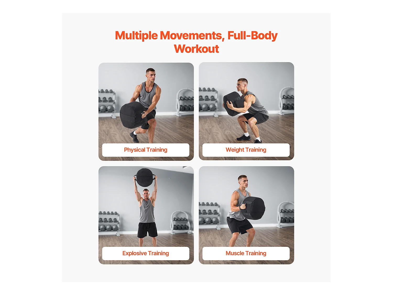 Sac de Sable Musculation SucceBuy 45 kg, Sac de Sport Fitness Vide Non Rempli, en Nylon et PU, avec Poignées Solides, Imperméable, Noir