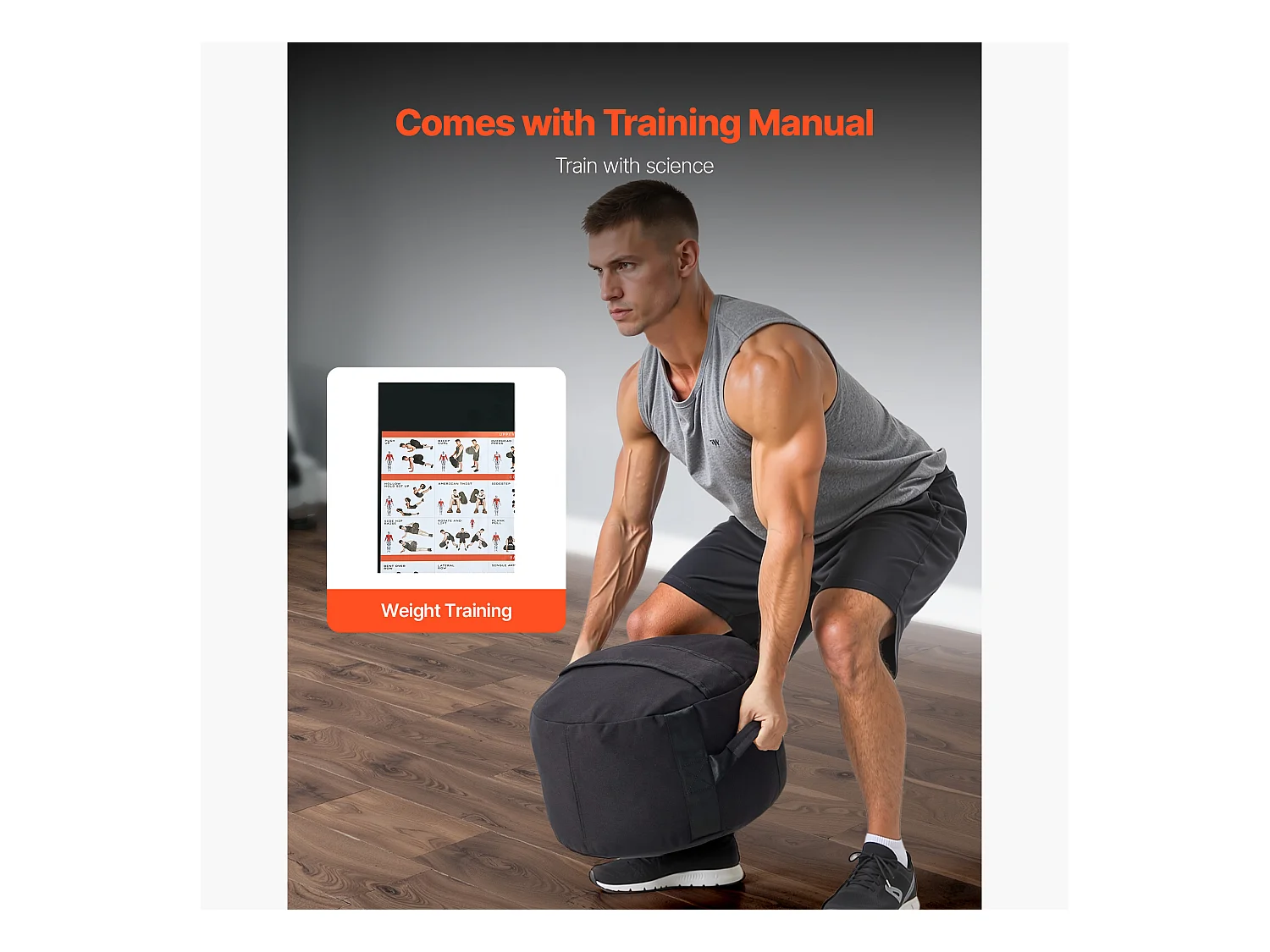 Sac de Sable Musculation SucceBuy 45 kg, Sac de Sport Fitness Vide Non Rempli, en Nylon et PU, avec Poignées Solides, Imperméable, Noir