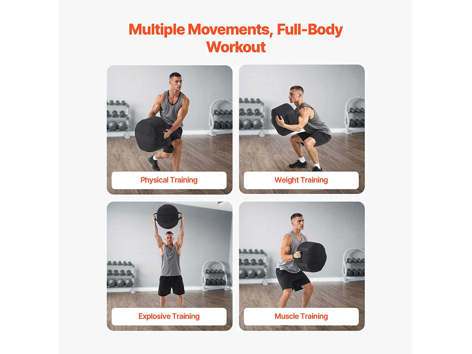 Sac de Sable Musculation SucceBuy 45 kg, Sac de Sport Fitness Vide Non Rempli, en Nylon et PU, avec Poignées Solides, Imperméable, Noir