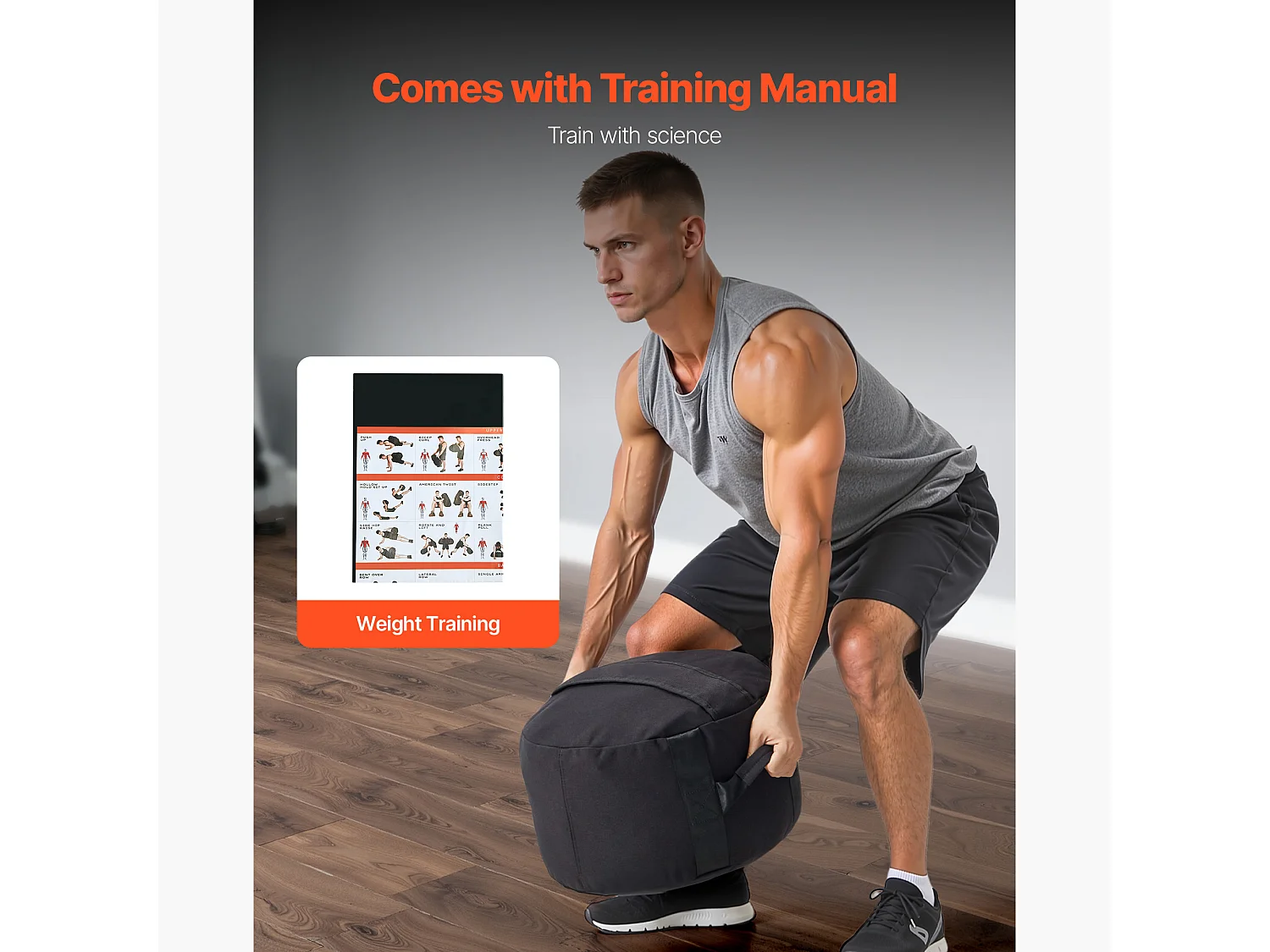 Sac de Sable Musculation SucceBuy 45 kg, Sac de Sport Fitness Vide Non Rempli, en Nylon et PU, avec Poignées Solides, Imperméable, Noir