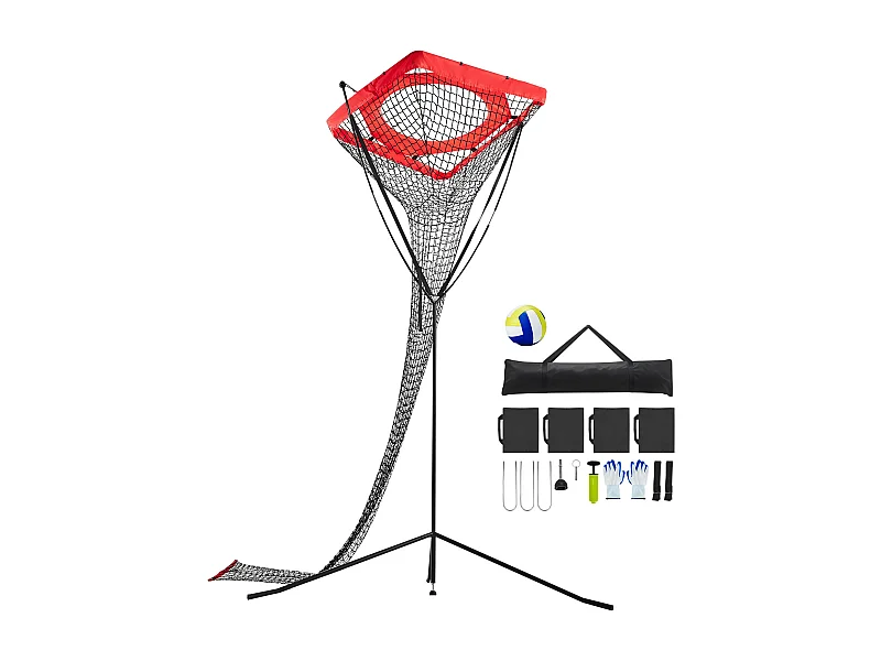 Filet de Volleyball SucceBuy Portable, Équipement d'Entraînement de Volleyball Réglable en Angle et Hauteur, pour Service en Intérieur et en Extérieur