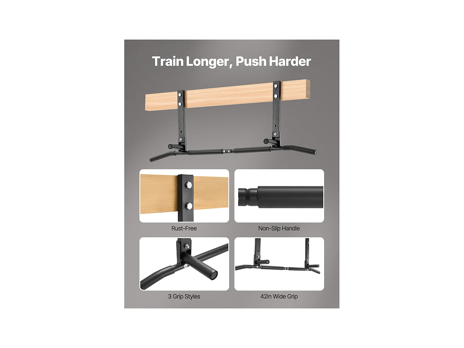 Joist Pull-Up Bar SucceBuy, Plafondgemonteerde Multi-Grip Fitnessstang voor Thuisgym, 42" Zwaar Staal, Capaciteit 440 Lbs