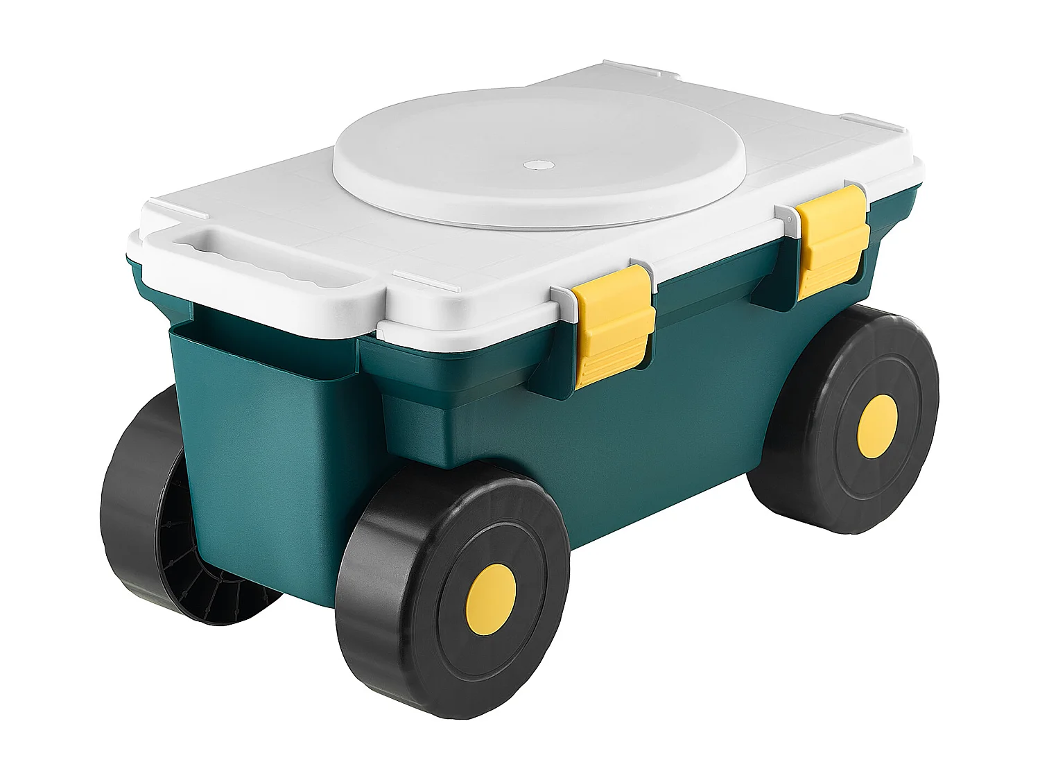 Siège de Jardin Roulant SucceBuy, Tabouret de Jardinage sur Roues Léger 2 en 1 avec Bac de Rangement, Capacité 123 kg, pour Plantation, Terrasse, Extérieur