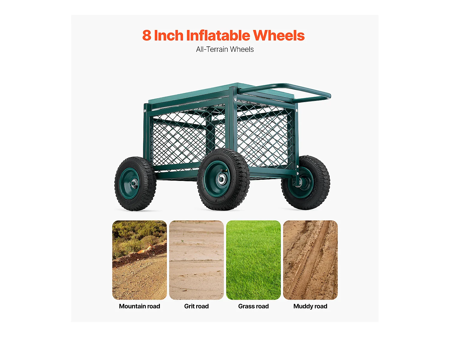 Siège de Jardin Roulant SucceBuy, Tabouret de Jardinage sur Roues Robuste avec Bac de Rangement, Capacité 181 kg, pour Plantation, Terrasse, Extérieur