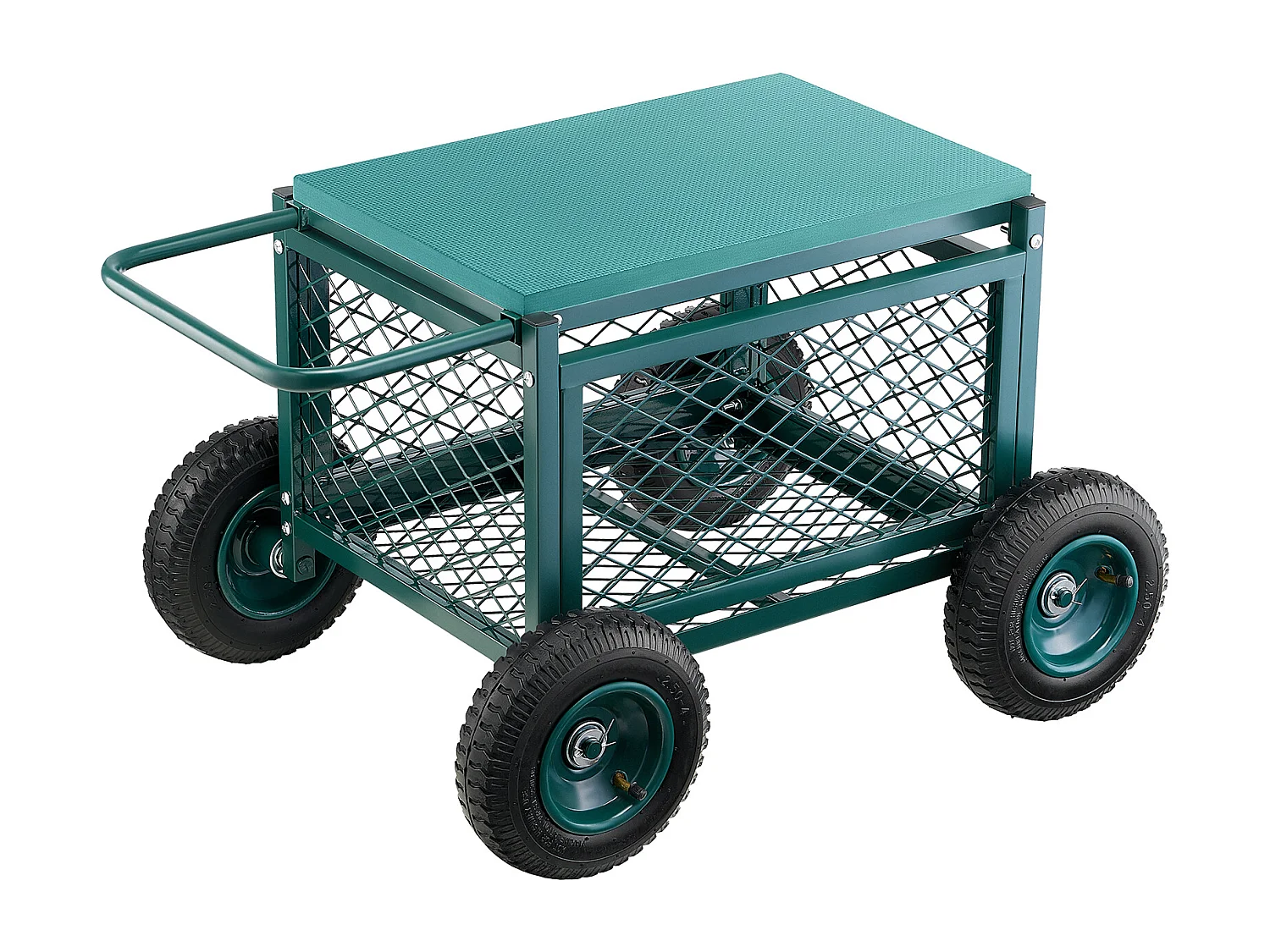 Siège de Jardin Roulant SucceBuy, Tabouret de Jardinage sur Roues Robuste avec Bac de Rangement, Capacité 181 kg, pour Plantation, Terrasse, Extérieur