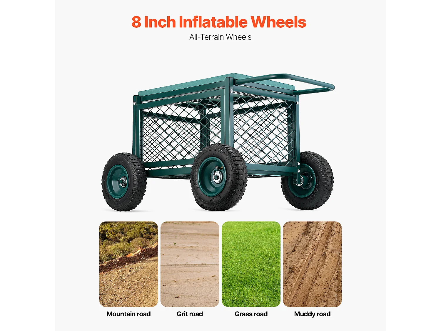 Siège de Jardin Roulant SucceBuy, Tabouret de Jardinage sur Roues Robuste avec Bac de Rangement, Capacité 181 kg, pour Plantation, Terrasse, Extérieur