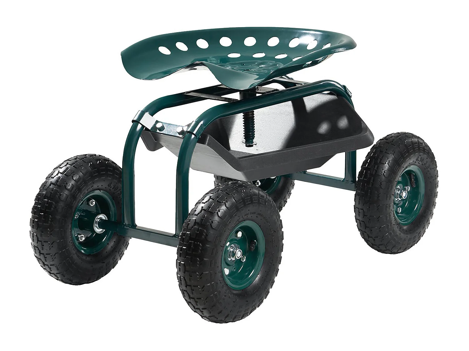 Asiento de Jardín con Ruedas SucceBuy, Taburete de Jardinería con Ruedas Robusto con Cesta de Almacenamiento para Herramientas, Capacidad 136 kg, para Exterior