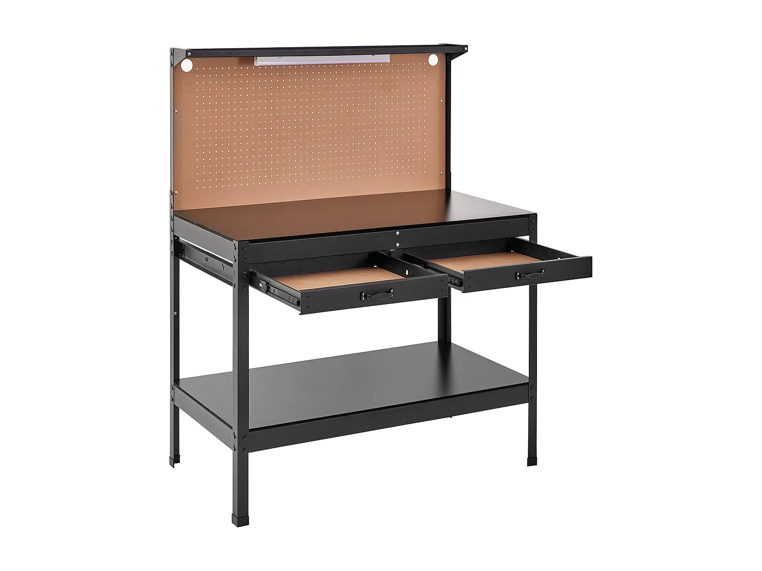 Banco da Lavoro in Acciaio A3 SucceBuy, Cavo da 1,5 m, 4 Prese CA, 2 Porte USB, Portata 100 kg, 30 Ganci, Pannello Forato, Resistente per Garage