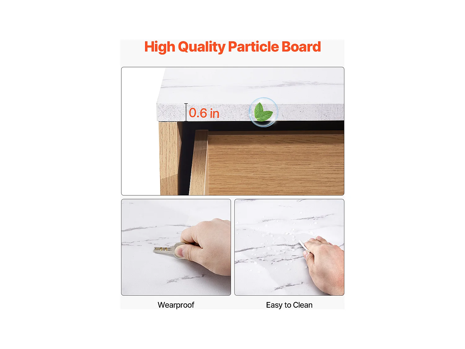 Commode SucceBuy à 6 tiroirs, Meuble de Rangement en Bois avec Système Coulissant et Anti-Basculement, Style Minimaliste Moderne, Bois Clair