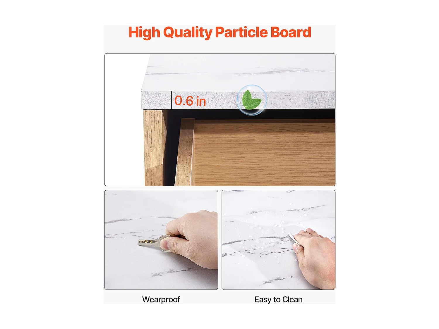 Commode SucceBuy à 6 tiroirs, Meuble de Rangement en Bois avec Système Coulissant et Anti-Basculement, Style Minimaliste Moderne, Bois Clair