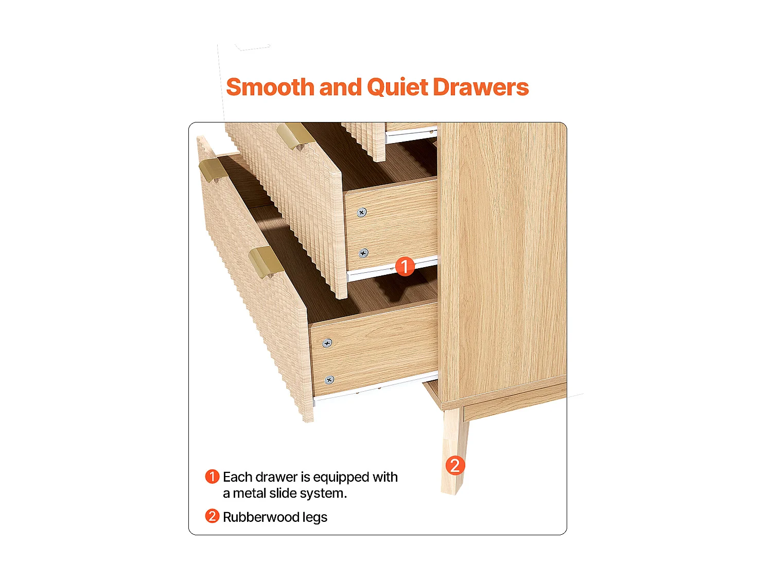 Commode SucceBuy à 6 tiroirs, Meuble de Rangement en Bois avec Système Coulissant et Anti-Basculement, Style Minimaliste Moderne, Bois Clair