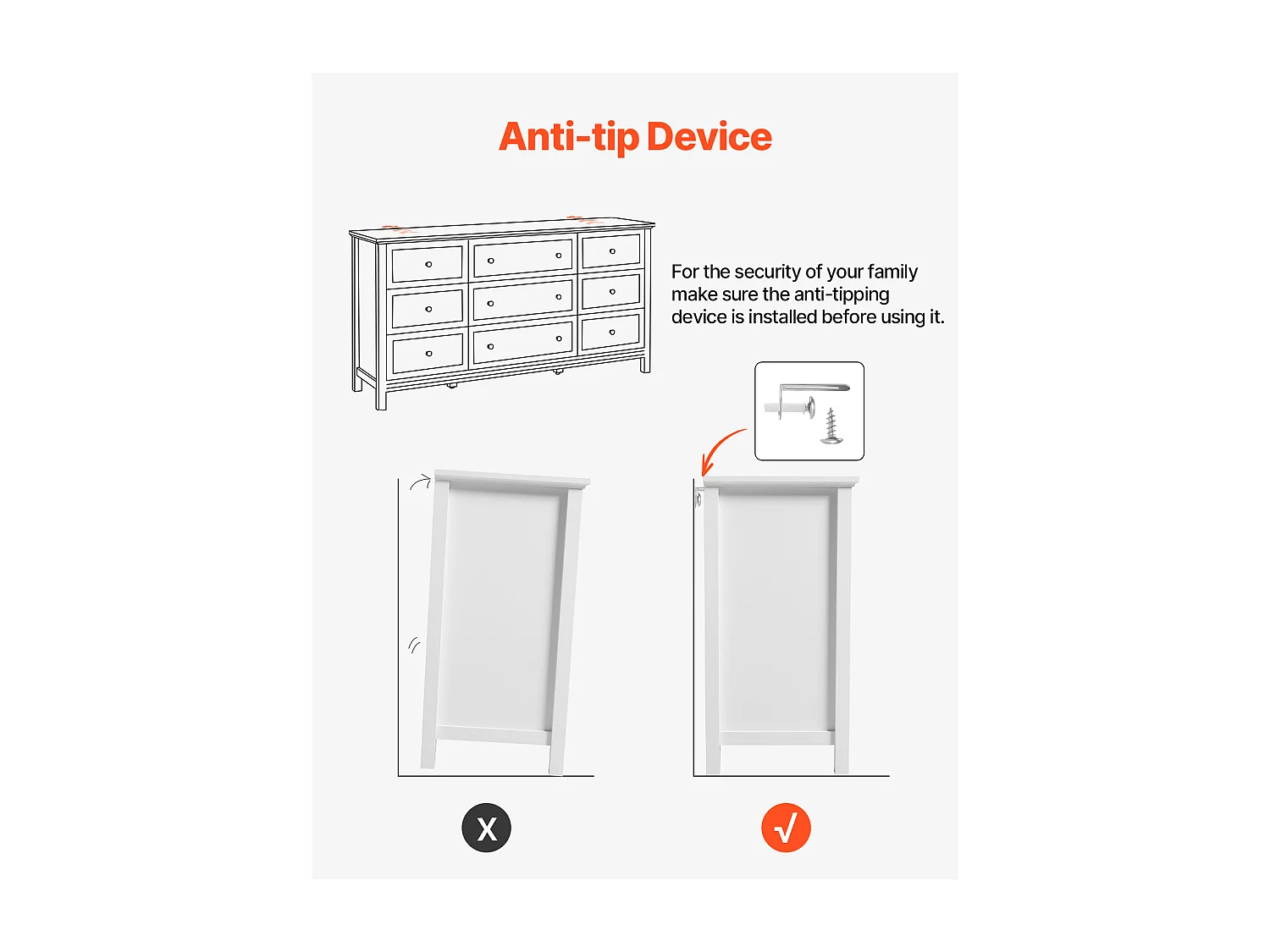 Komoda SucceBuy z 9 Szufladami, Drewniana Szafka z Systemem Przesuwnym i Antypoślizgowym, Minimalistyczny Styl Retro, Szafka do Salonu, Biała