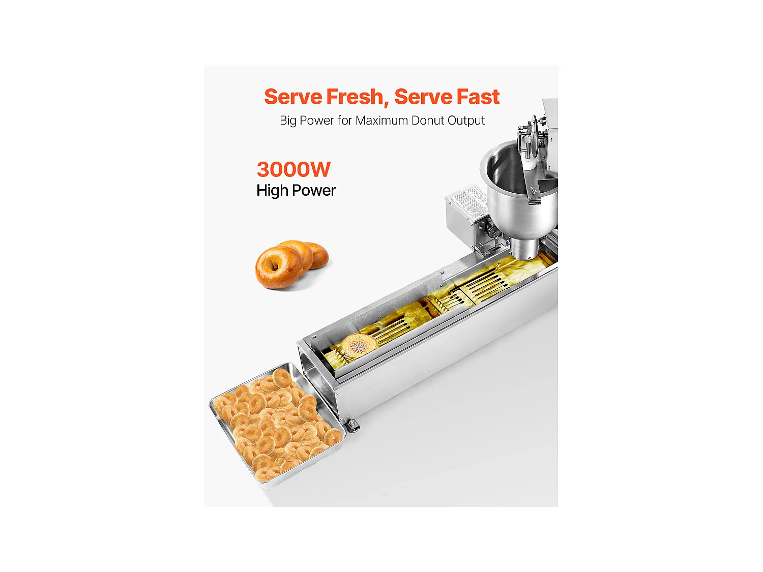 Machine à Beignets SucceBuy Automatique Commerciale, Appareil à Donuts Électrique à une Rangée, Friteuse en Acier Inoxydable, Comptage Automatique