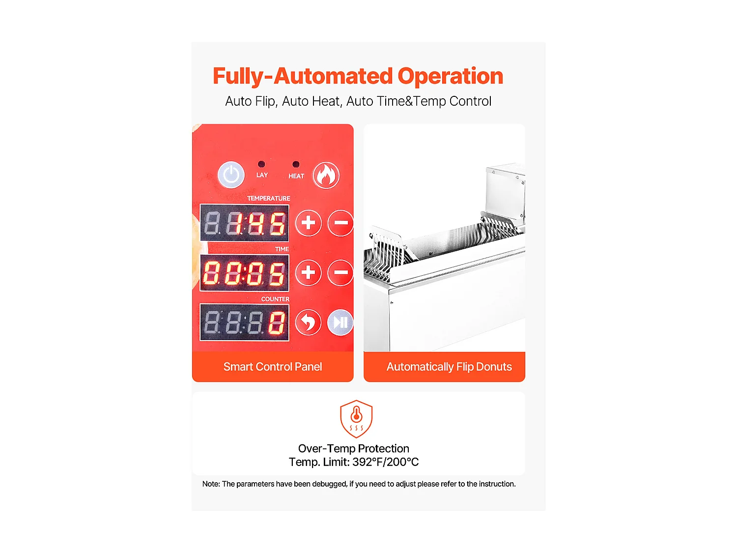 Commerciële Automatische Donutmaker SucceBuy, Elektrische Donutmaker met Één Rij, RVS Friteuse, Automatische Teller