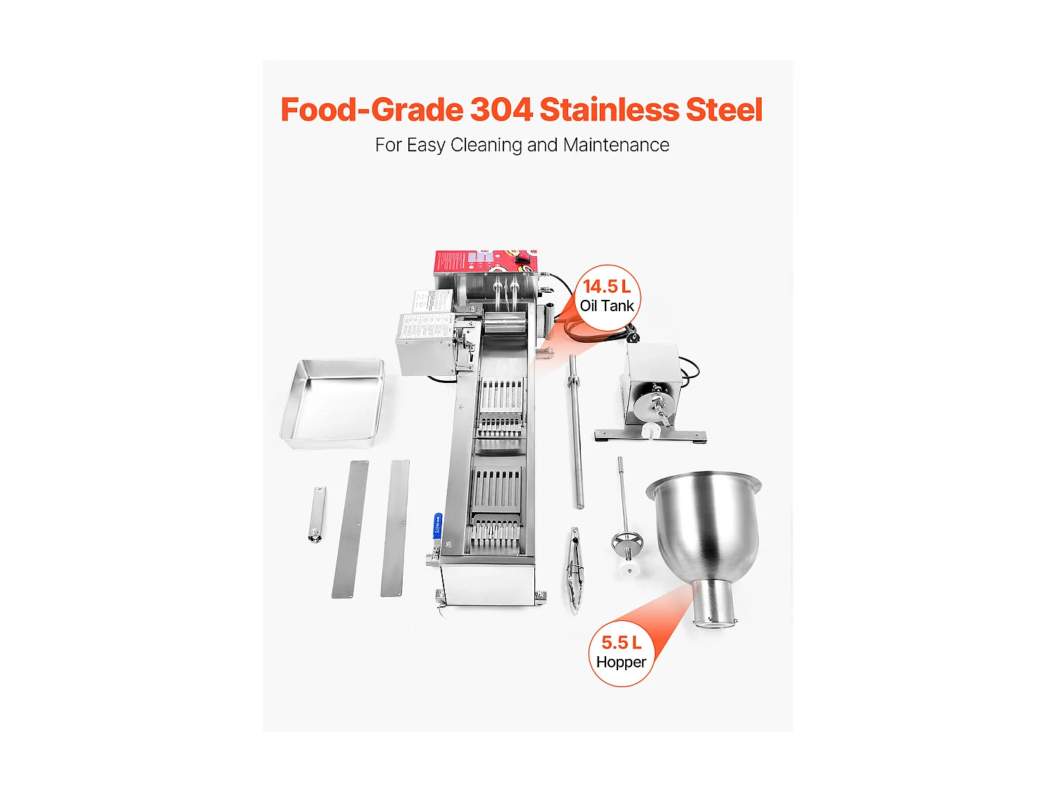Commerciële Automatische Donutmaker SucceBuy, Elektrische Donutmaker met Één Rij, RVS Friteuse, Automatische Teller