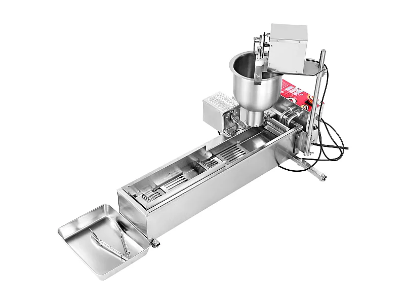 Commerciële Automatische Donutmaker SucceBuy, Elektrische Donutmaker met Één Rij, RVS Friteuse, Automatische Teller