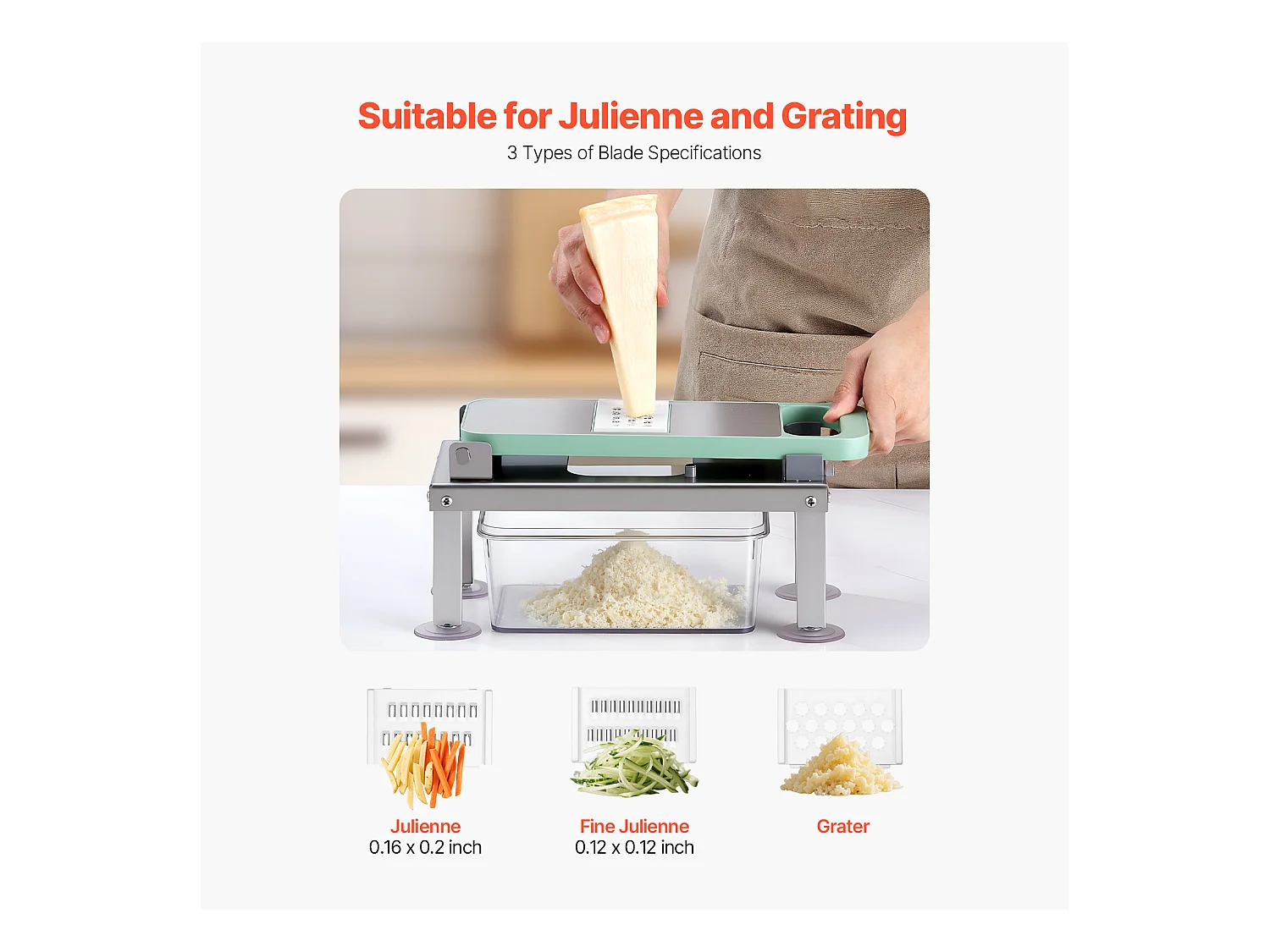 Mandoline Cuisine Hachoir SucceBuy,  avec 8 Lames en Acier Inoxydable et Récipient, Coupe Oignons et Pommes de Terre, Gadgets de Cuisine Hachage Rapide