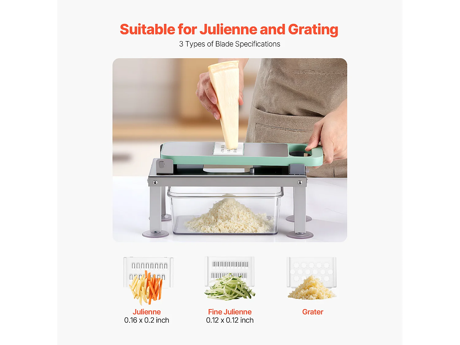 Mandoline Cuisine Hachoir SucceBuy,  avec 8 Lames en Acier Inoxydable et Récipient, Coupe Oignons et Pommes de Terre, Gadgets de Cuisine Hachage Rapide