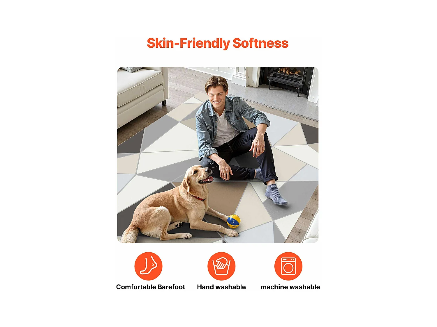 Tapis Salon SucceBuy, 1,5 x 2,1 m, Grand Tapis Chambre Lavable Antidérapant, Doux Confortable, Style Moderne, pour Chambre, Gris Anthracite