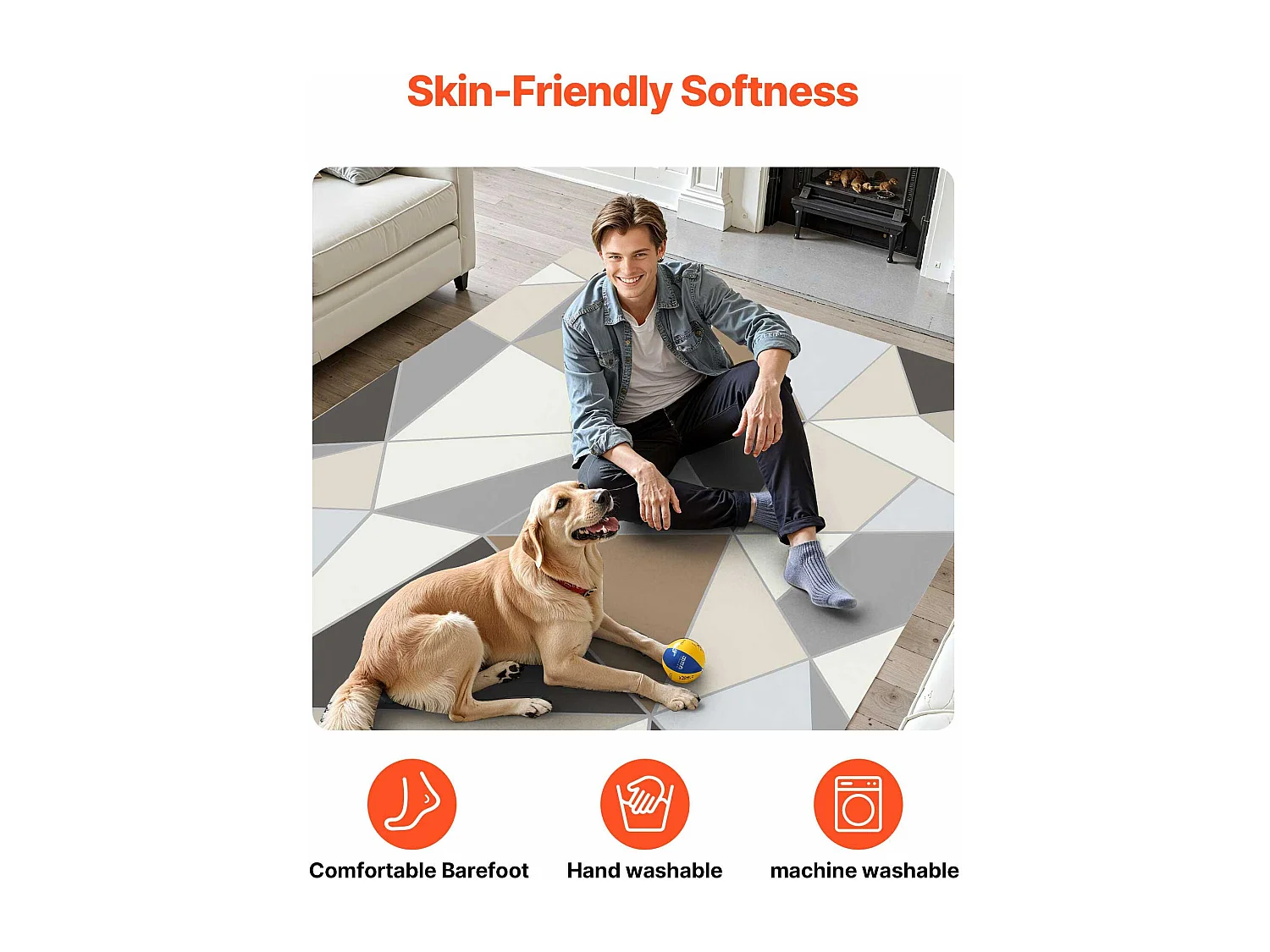 Tapis Salon SucceBuy, 1,5 x 2,1 m, Grand Tapis Chambre Lavable Antidérapant, Doux Confortable, Style Moderne, pour Chambre, Gris Anthracite