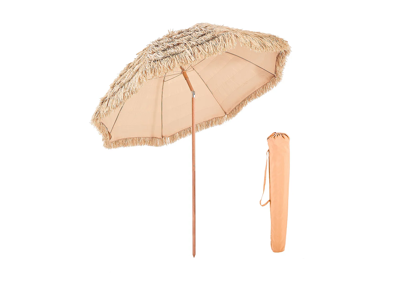 Parasol Hawaïen SucceBuy, 2,4 m Parasol Exotique Inclinable avec Toit Chaume PP, 8 Baleines Métalliques, pour Plage, Terrasse, Bord de Piscine, Jardin