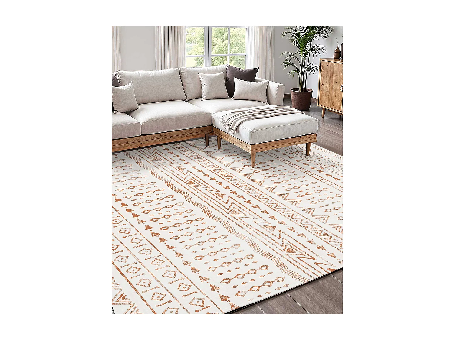 Tapis Salon SucceBuy, 1,8 x 2,7 m, Grand Tapis Chambre Lavable Antidérapant, Doux Confortable, Style Moderne, pour Chambre, Beige