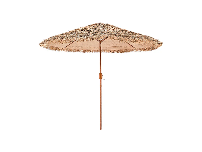 Hawaii-Sonnenschirm SucceBuy, 2,7 m Neigbarer Exotischer Sonnenschirm mit PP-Strohdach, 8 Metallstreben, für Strand, Terrasse, Pool und Garten
