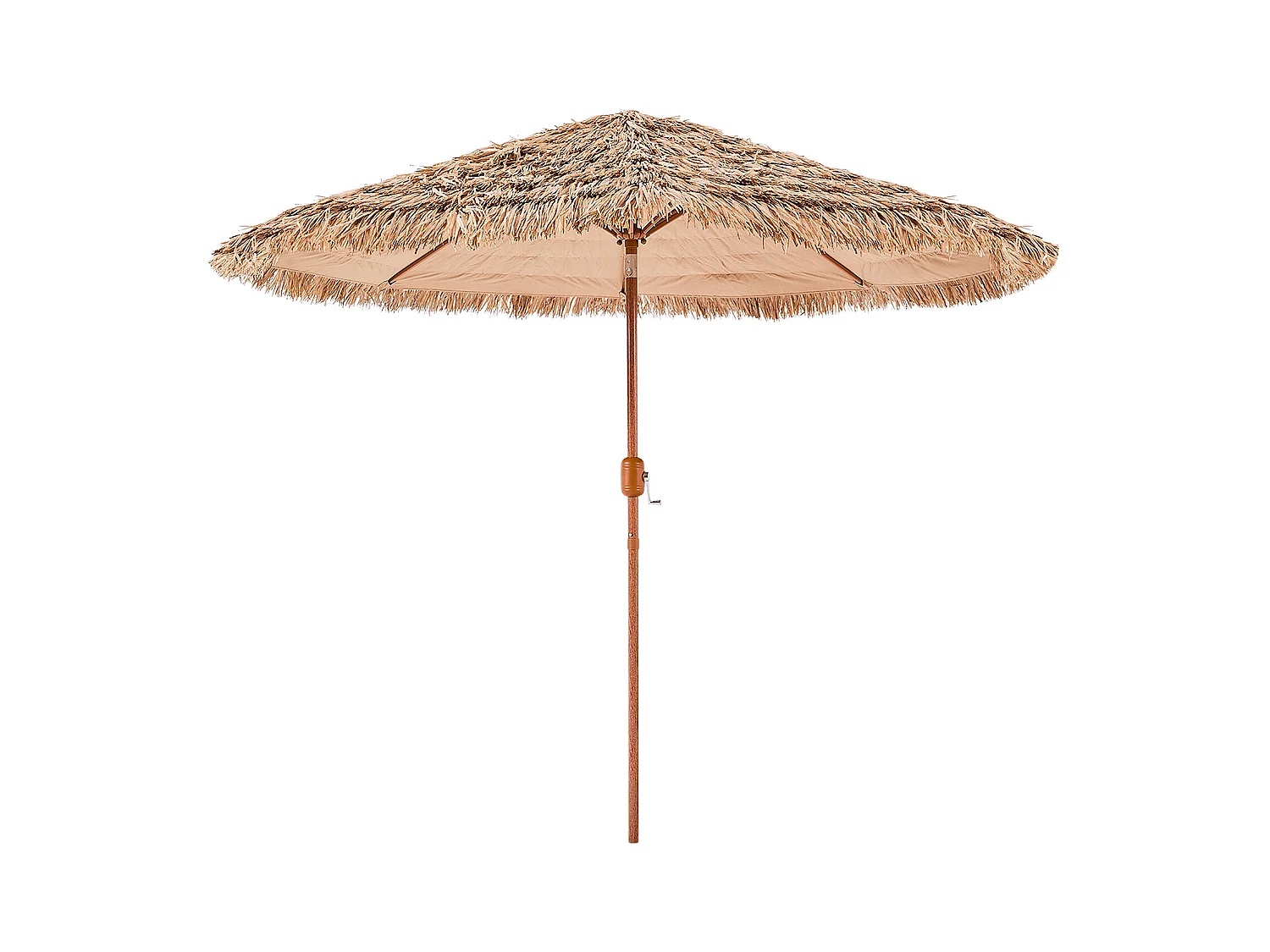 Sombrilla Hawaiana SucceBuy, Sombrilla Exótica Inclinable de 2,7 m con Techo de Paja de Polipropileno y 8 Varillas Metálicas, para Playa, Patio, Piscina y Jardín
