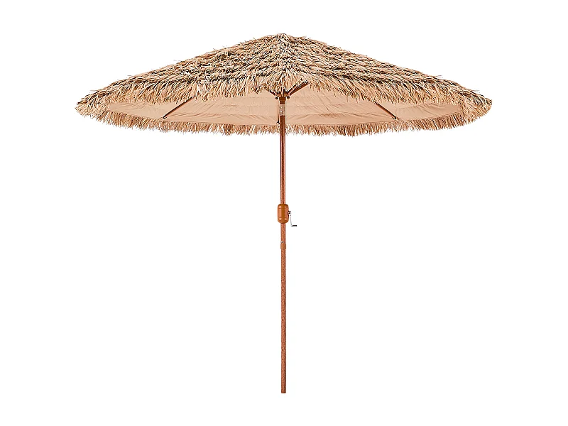 Parasol Hawaïen SucceBuy, 2,7 m Parasol Exotique Inclinable avec Toit Chaume PP, 8 Baleines Métalliques, pour Plage, Terrasse, Bord de Piscine, Jardin