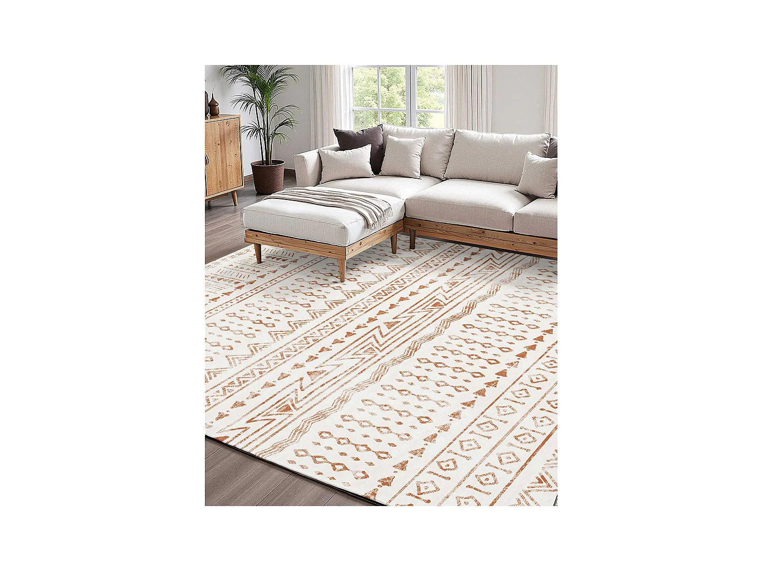 Tapis Salon SucceBuy, 1,5 x 2,1 m, Grand Tapis Chambre Lavable Antidérapant, Doux Confortable, Style Moderne, pour Chambre, Beige