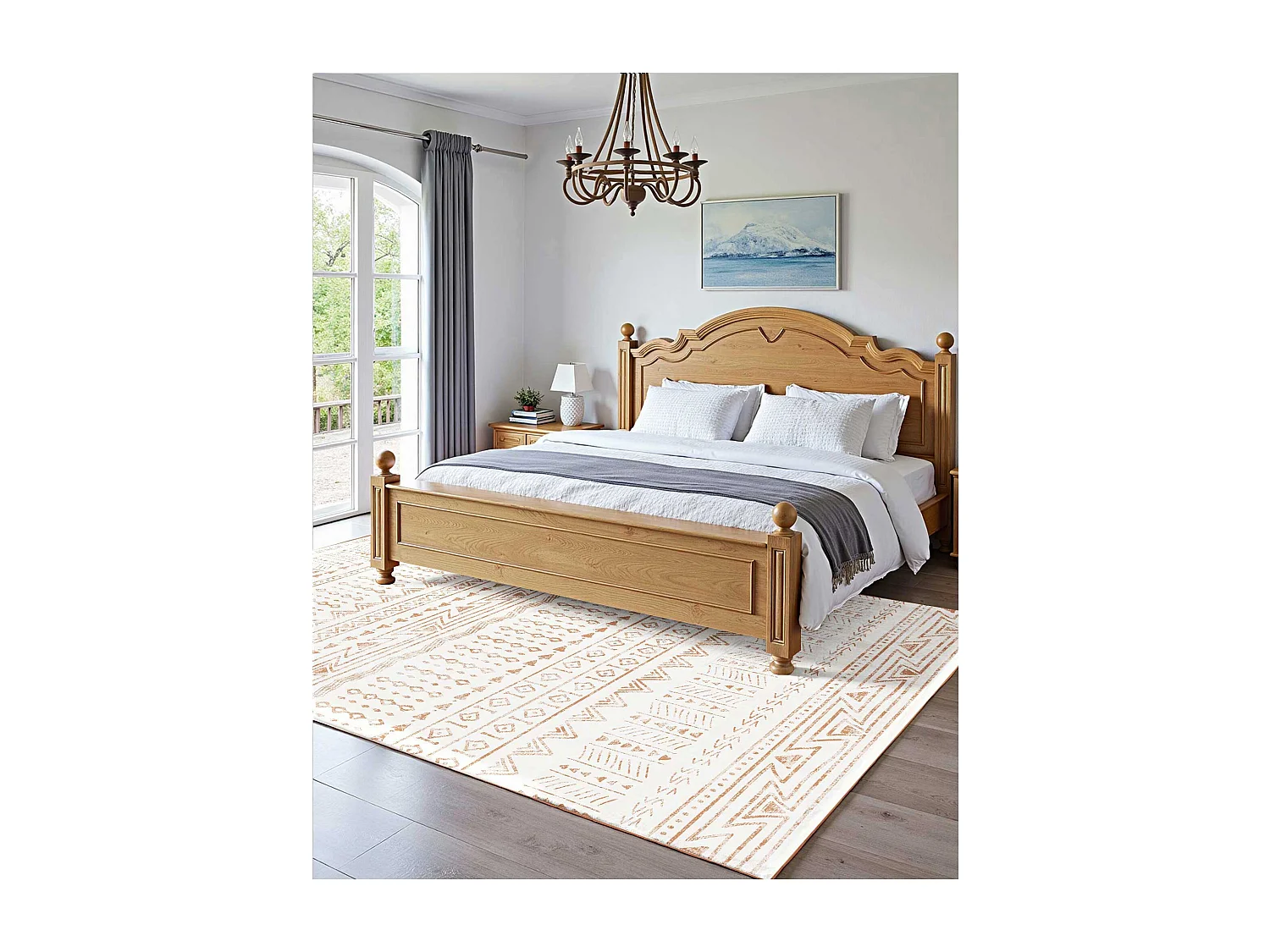 Tapis Salon SucceBuy, 1,5 x 2,1 m, Grand Tapis Chambre Lavable Antidérapant, Doux Confortable, Style Moderne, pour Chambre, Beige
