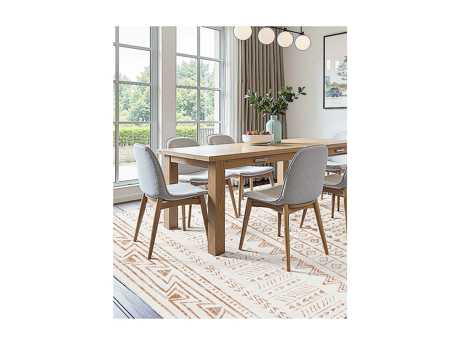 Tapis Salon SucceBuy, 1,5 x 2,1 m, Grand Tapis Chambre Lavable Antidérapant, Doux Confortable, Style Moderne, pour Chambre, Beige