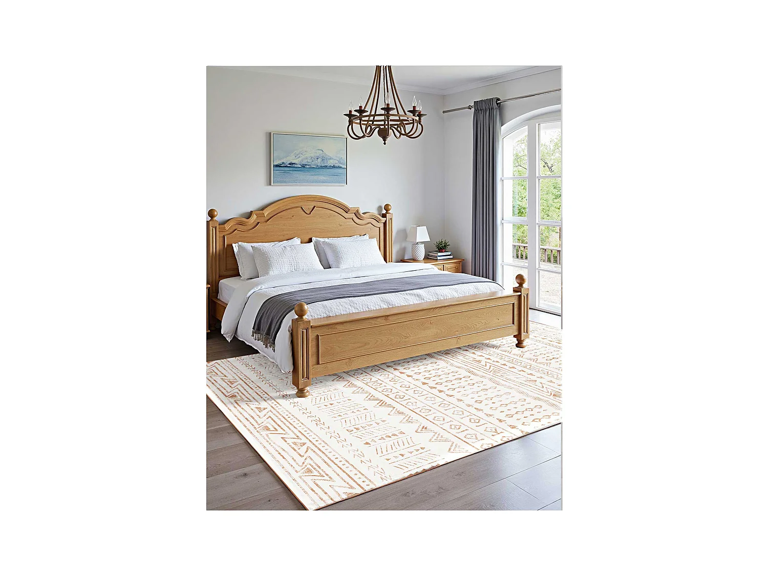 Tapis Salon SucceBuy, 1,5 x 2,4 m, Grand Tapis Chambre Lavable Antidérapant, Doux Confortable, Style Moderne, pour Chambre, Beige