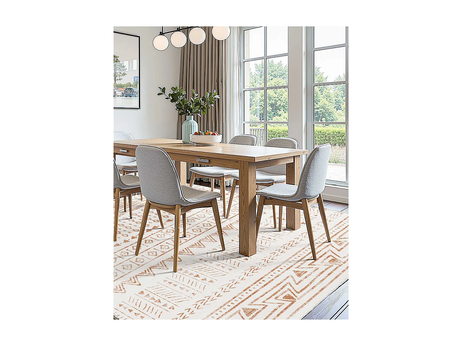 Tapis Salon SucceBuy, 1,5 x 2,4 m, Grand Tapis Chambre Lavable Antidérapant, Doux Confortable, Style Moderne, pour Chambre, Beige