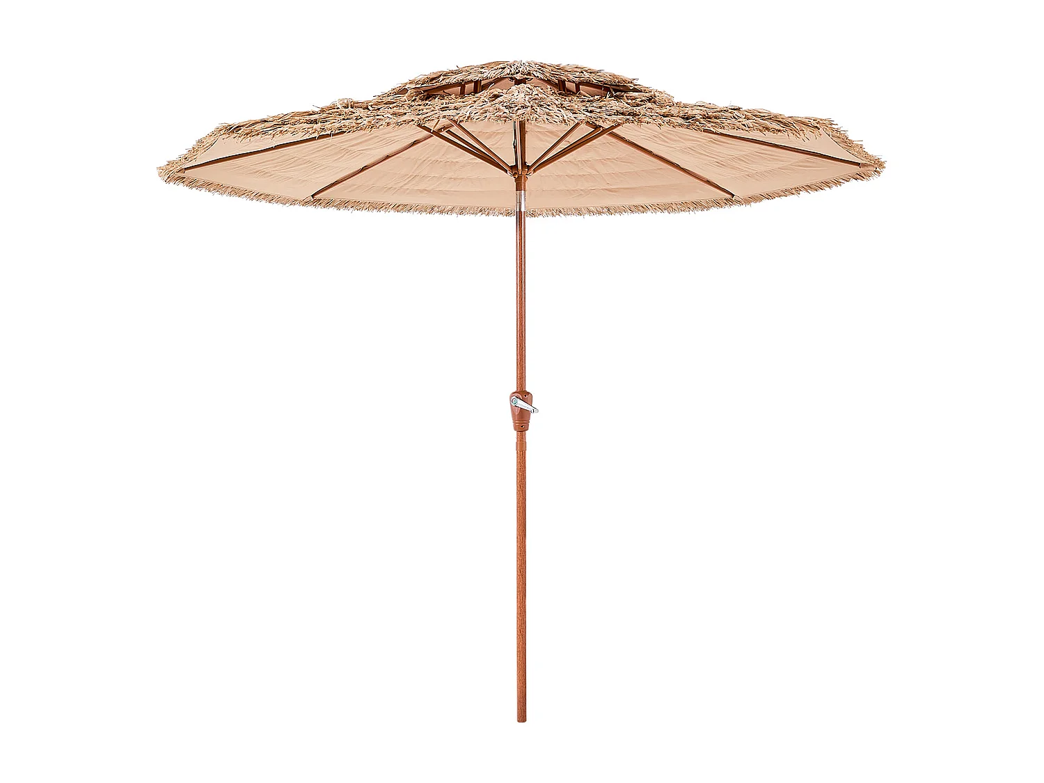 Parasol Hawaïen SucceBuy, 2,7 m Parasol Exotique Inclinable avec Toit Chaume PP, 8 Baleines Métalliques, pour Plage, Terrasse, Bord de Piscine, Jardin