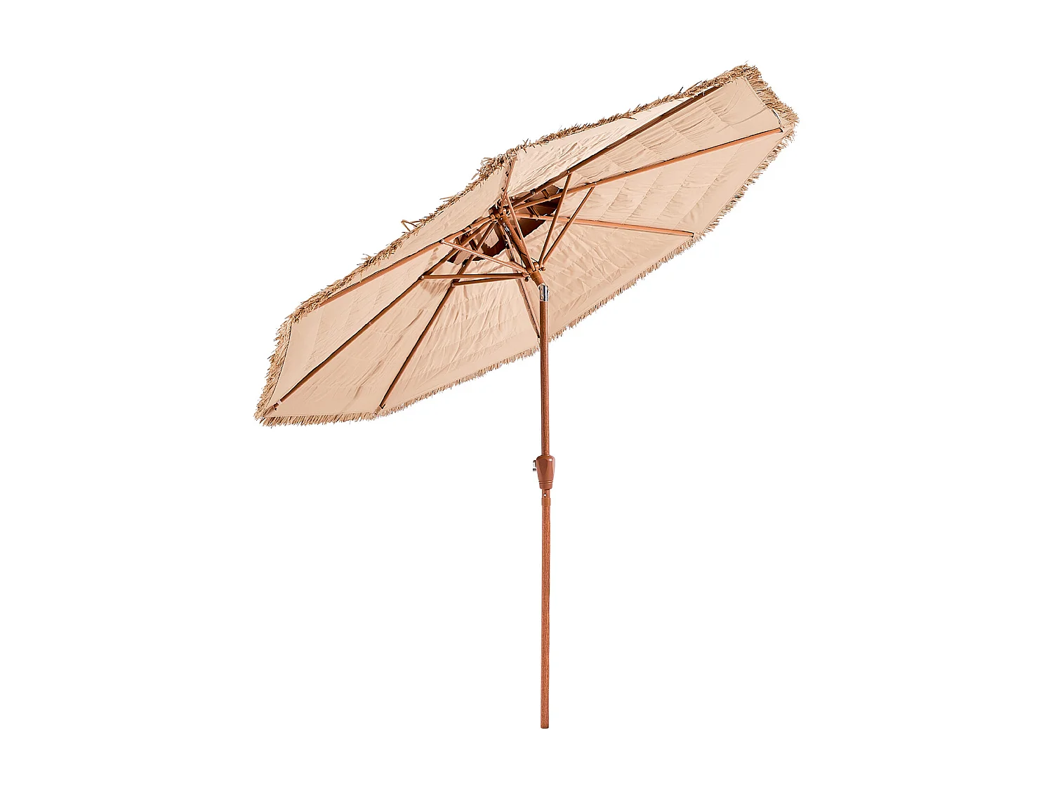 Parasol Hawaïen SucceBuy, 2,7 m Parasol Exotique Inclinable avec Toit Chaume PP, 8 Baleines Métalliques, pour Plage, Terrasse, Bord de Piscine, Jardin