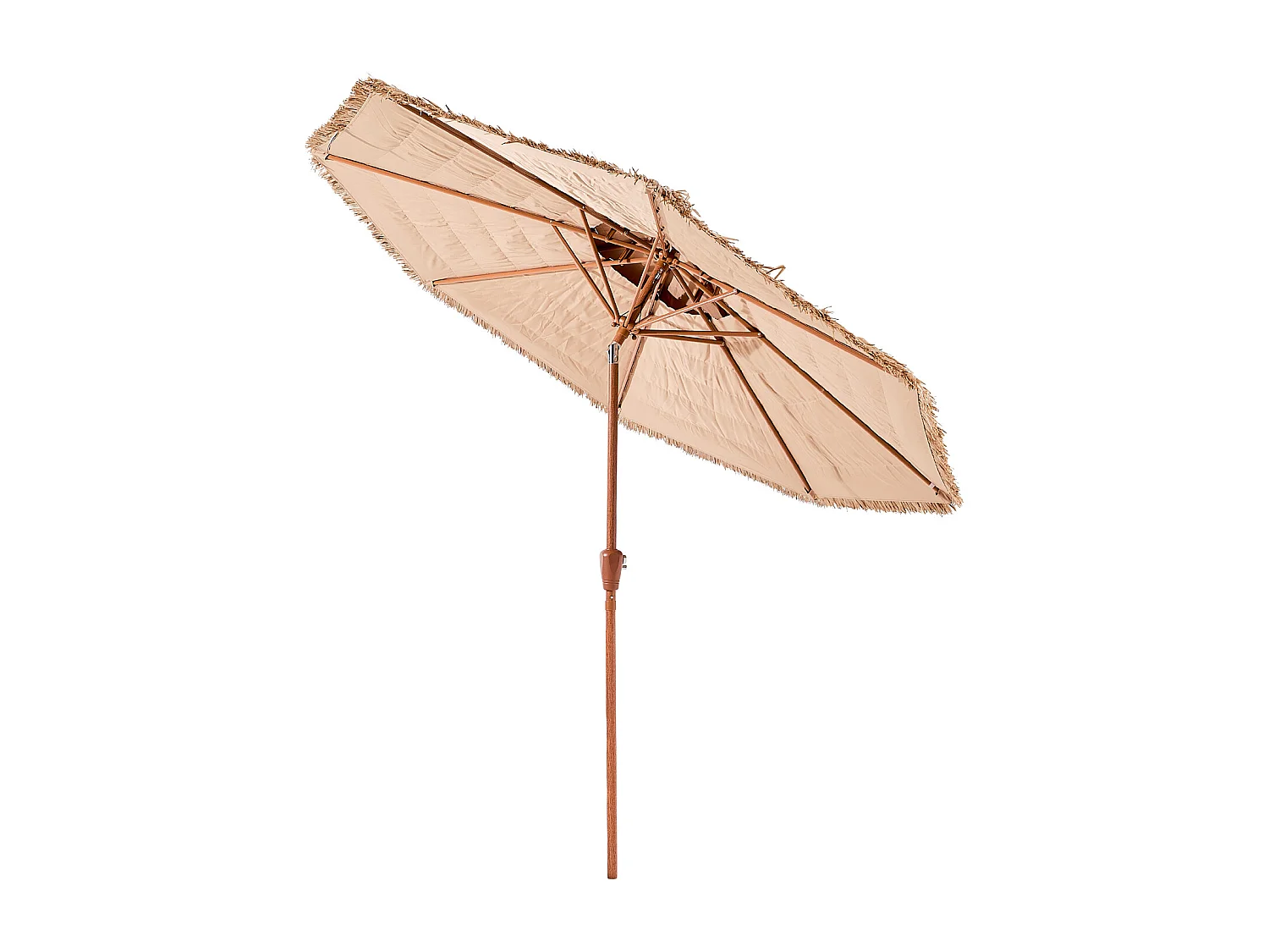 Parasol Hawaïen SucceBuy, 2,7 m Parasol Exotique Inclinable avec Toit Chaume PP, 8 Baleines Métalliques, pour Plage, Terrasse, Bord de Piscine, Jardin