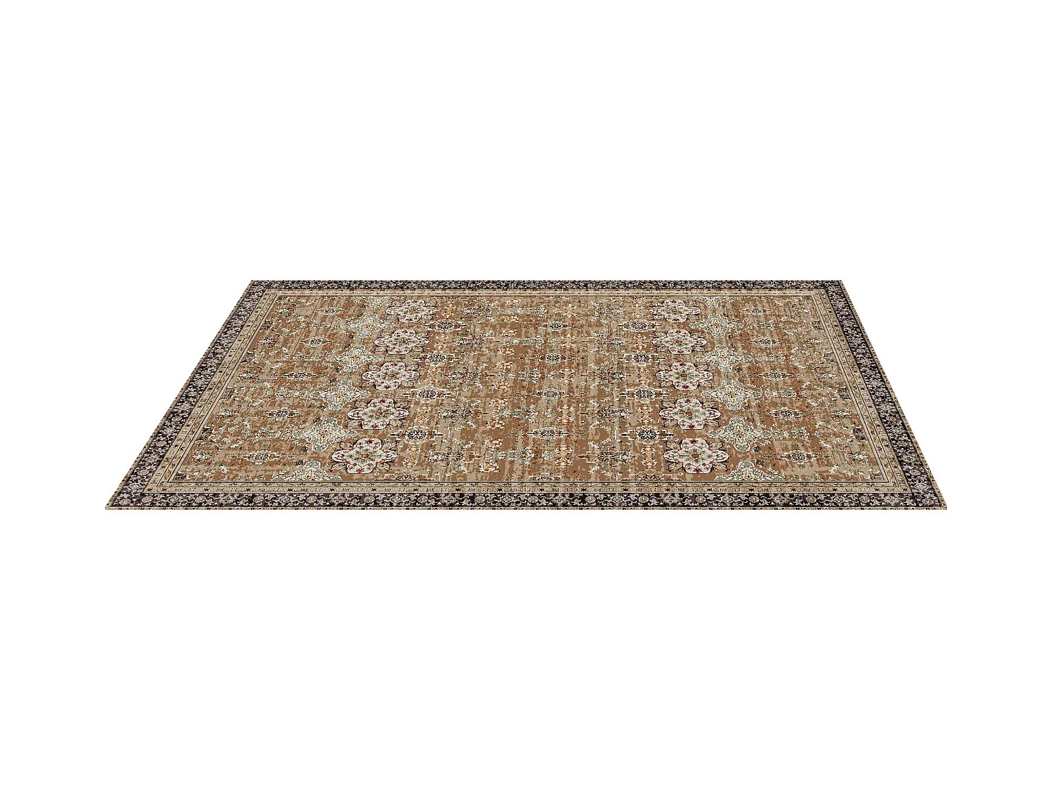 Tapis Salon SucceBuy, 1,8 x 2,7 m, Grand Tapis Chambre Lavable Antidérapant, Doux Confortable, Style Vintage, pour Chambre, Marron et Vert