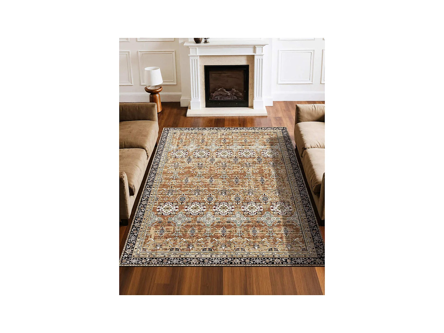 Tapis Salon SucceBuy, 1,8 x 2,7 m, Grand Tapis Chambre Lavable Antidérapant, Doux Confortable, Style Vintage, pour Chambre, Marron et Vert