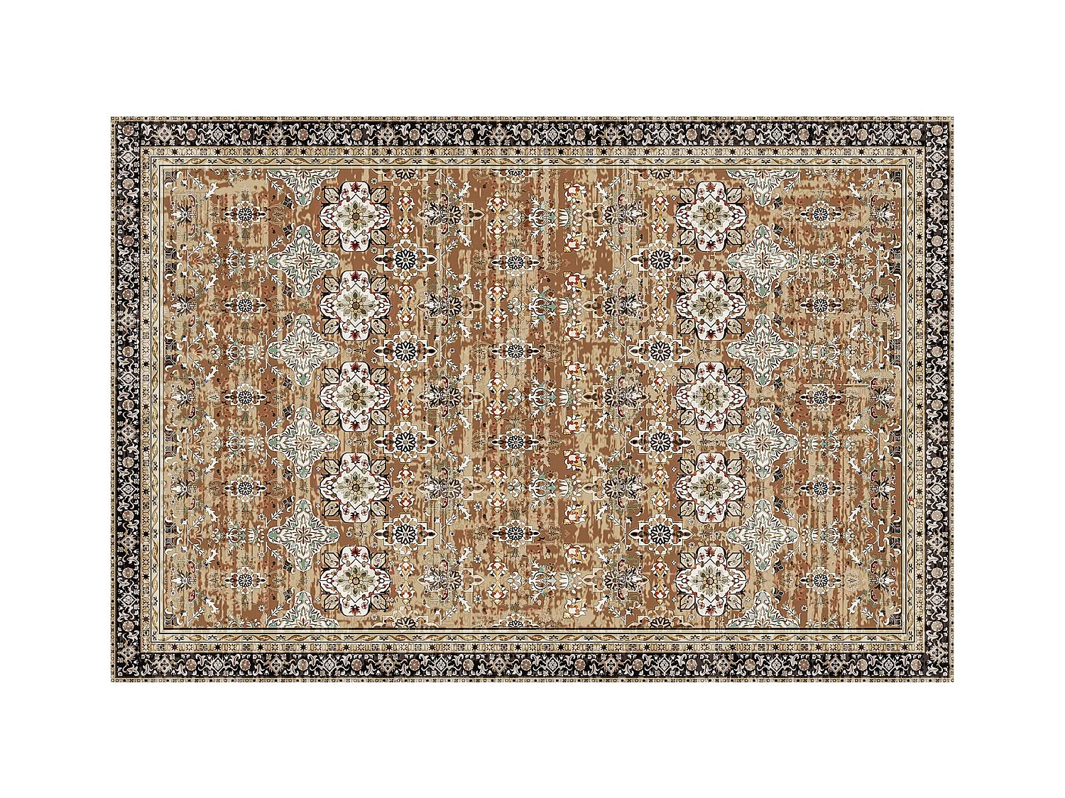 Tapis Salon SucceBuy, 1,8 x 2,7 m, Grand Tapis Chambre Lavable Antidérapant, Doux Confortable, Style Vintage, pour Chambre, Marron et Vert