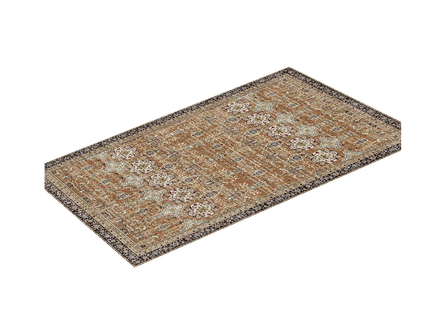 Tapis Salon SucceBuy, 1,8 x 2,7 m, Grand Tapis Chambre Lavable Antidérapant, Doux Confortable, Style Vintage, pour Chambre, Marron et Vert