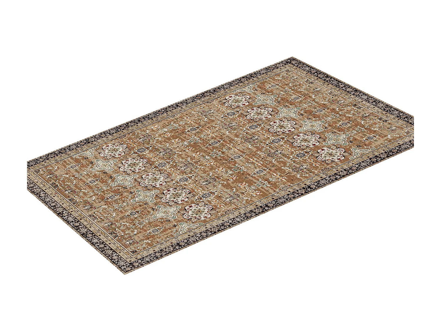 Tapis Salon SucceBuy, 1,8 x 2,7 m, Grand Tapis Chambre Lavable Antidérapant, Doux Confortable, Style Vintage, pour Chambre, Marron et Vert
