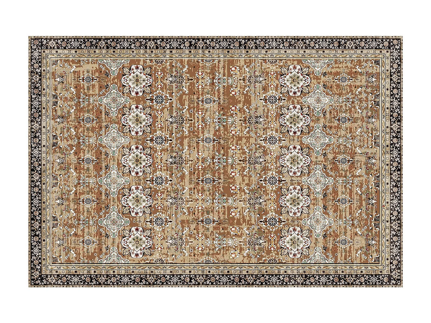 Tapis Salon SucceBuy, 1,8 x 2,7 m, Grand Tapis Chambre Lavable Antidérapant, Doux Confortable, Style Vintage, pour Chambre, Marron et Vert