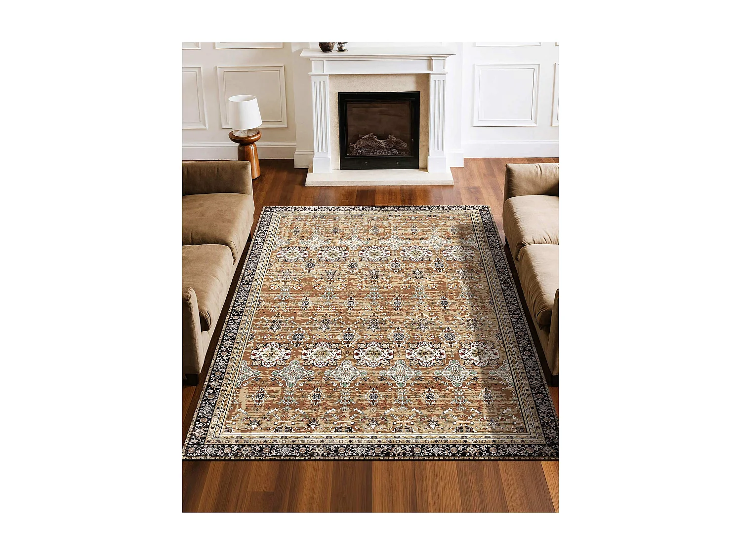 Woonkamer Tapijt SucceBuy, 1,8 x 2,7 m, Groot Wasbaar Antislip Slaapkamertapijt, Zacht en Comfortabel, Vintage Stijl, voor Slaapkamer, Bruin en Groen