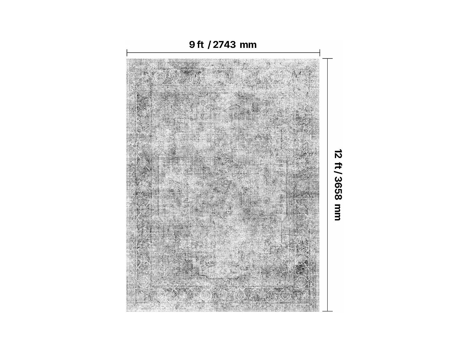 Tapis Salon SucceBuy, 2,7 x 3,7 m, Grand Tapis Chambre Lavable Antidérapant, Doux Confortable, Style Bohème, pour Chambre, Gris