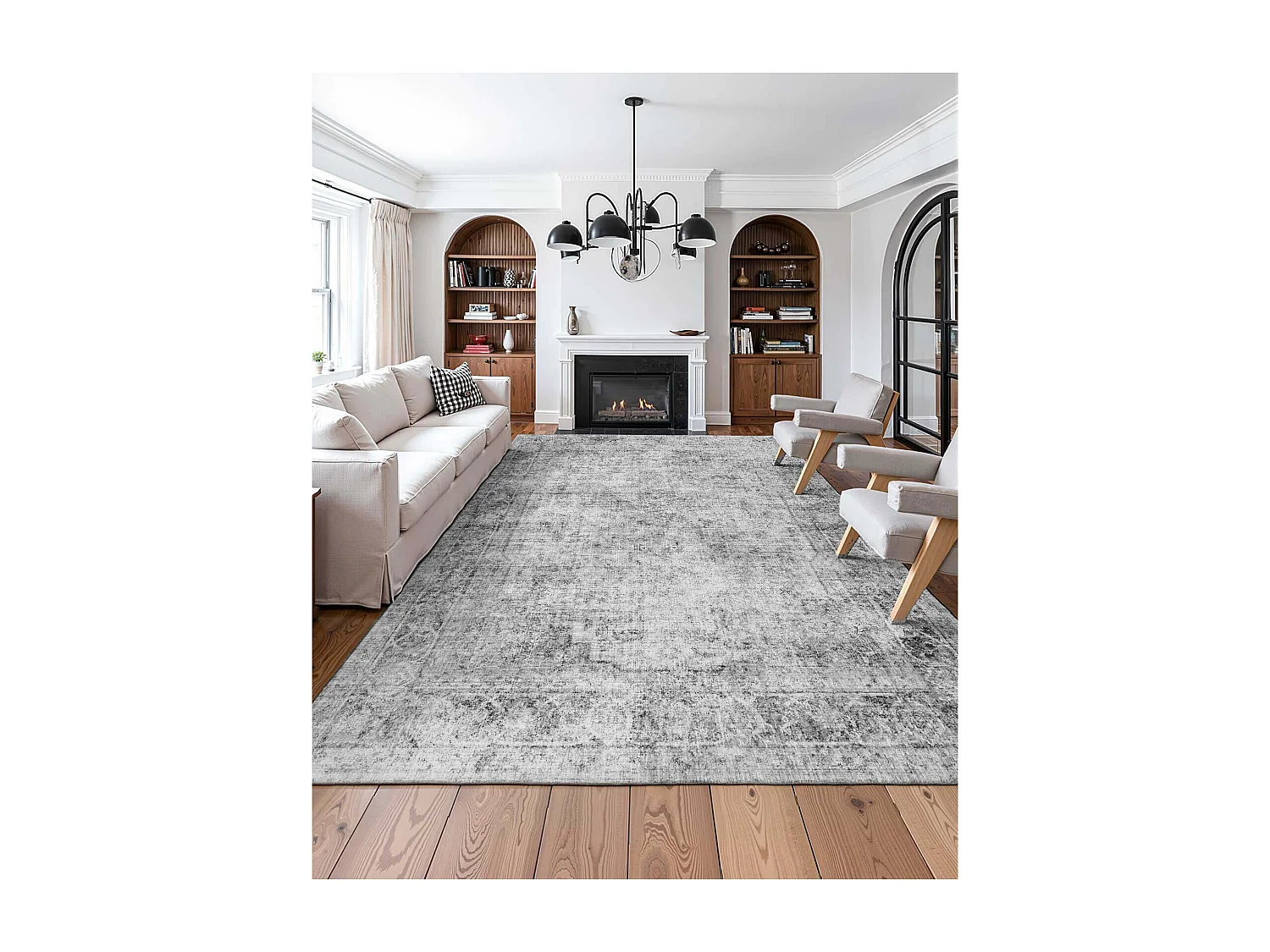 Alfombra de Salón SucceBuy, 2,7 x 3,7 m, Alfombra Grande para Dormitorio, Lavable, Antideslizante, Suave y Cómoda, Estilo Bohemio, para Dormitorio, Gris