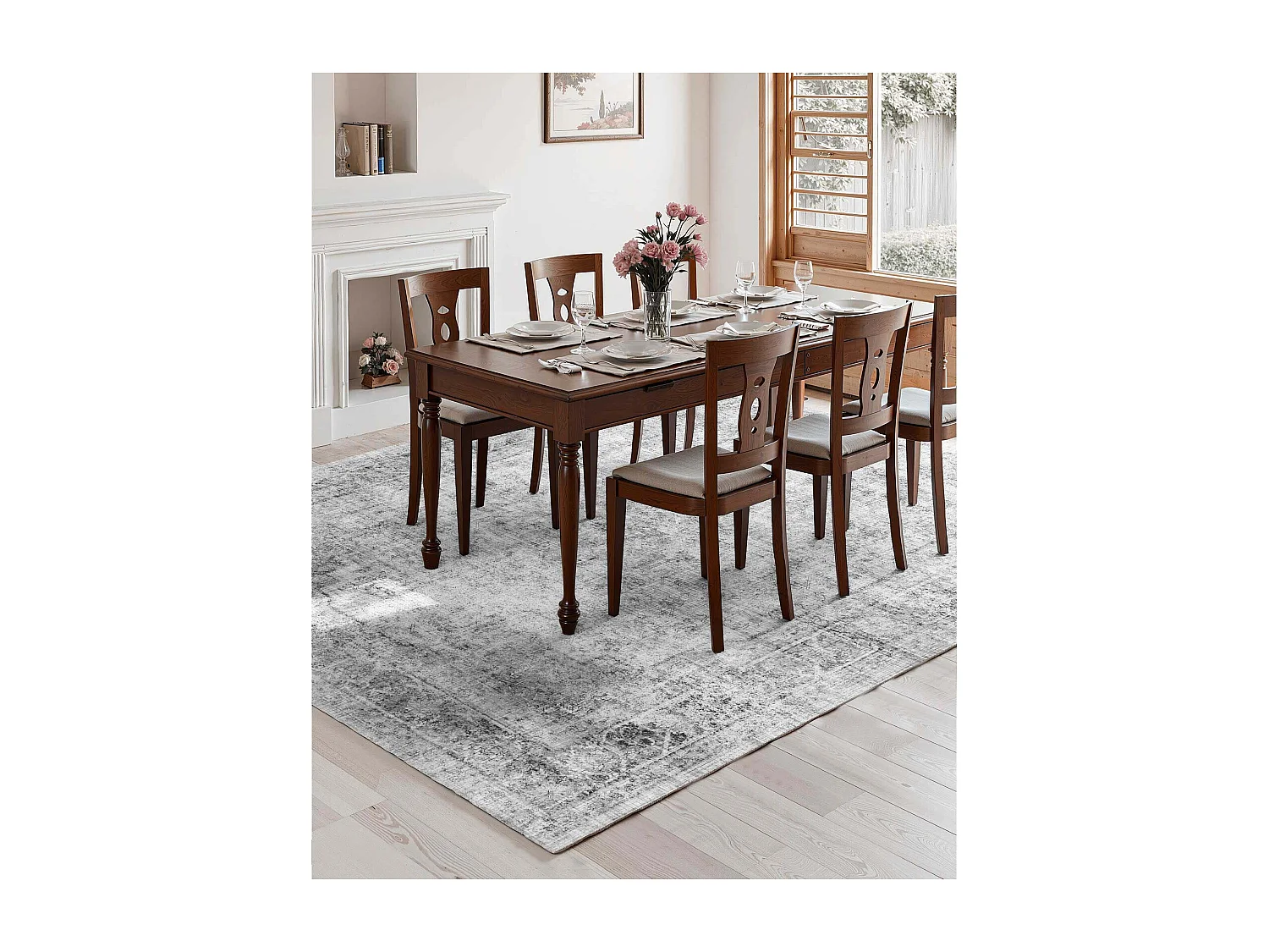 Alfombra de Salón SucceBuy, 2,7 x 3,7 m, Alfombra Grande para Dormitorio, Lavable, Antideslizante, Suave y Cómoda, Estilo Bohemio, para Dormitorio, Gris