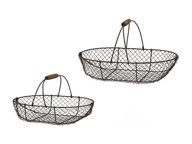 Set de 2 paniers grillagés en métal gris L.30.5-35.5 cm